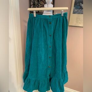 Teal Maxi Skirt with Buttons handmade coastal cowgirl western Small